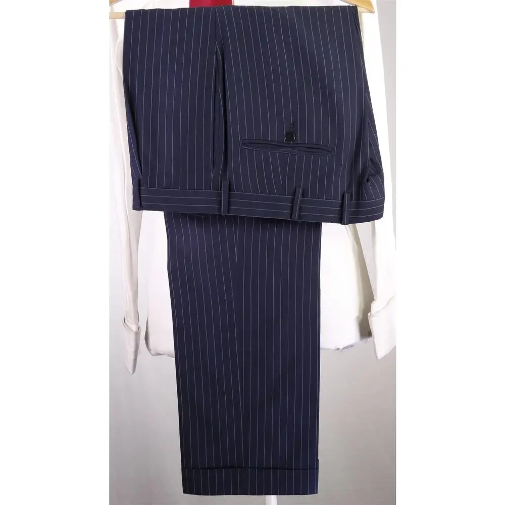 Sartoria Parma Beams F by Caruso Navy Blue Pinstripe 2-Btn Wool Suit 38R